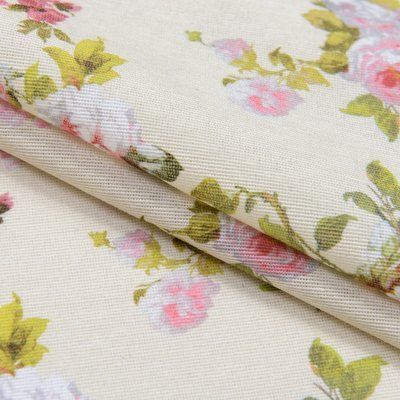 Декоративна тканина лонета Флорал / FLORAL квіти великі фуксія tk180824 фото